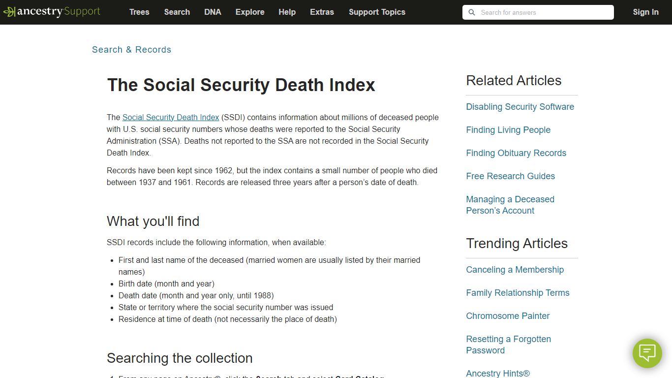 The Social Security Death Index - force.com